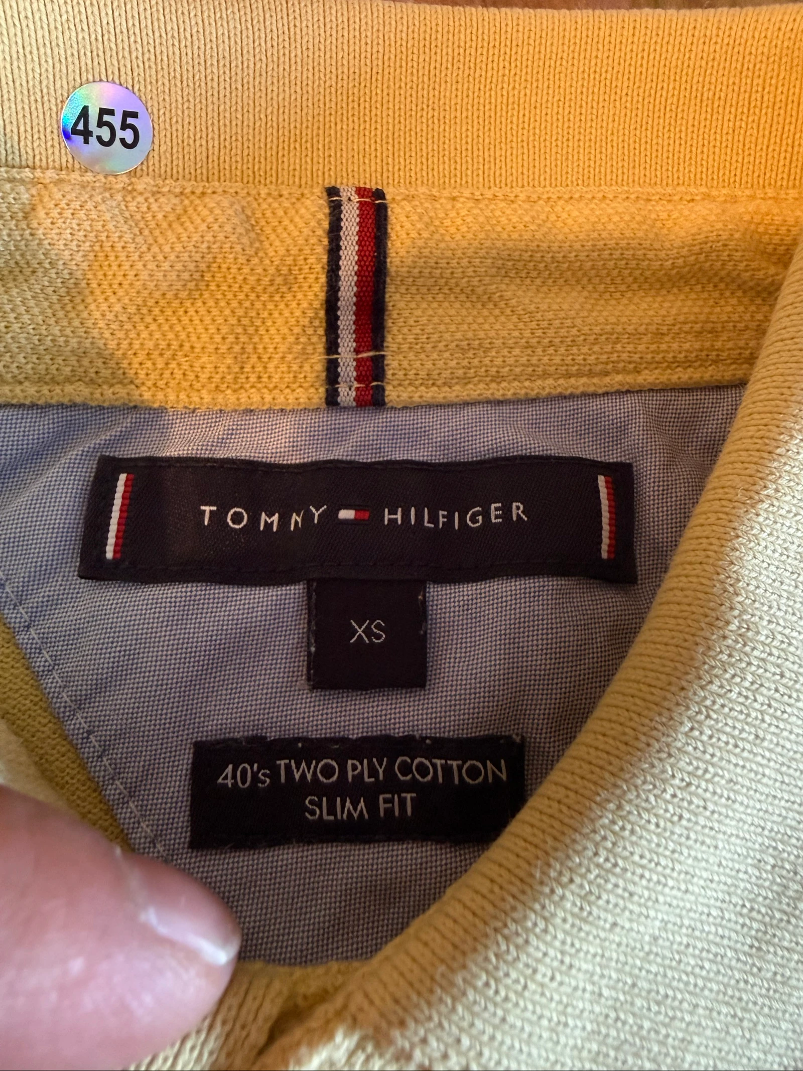 Light yellow Tommy Hilfiger men's XS Slim Fit polo 100% cotton – TBE – photo 5